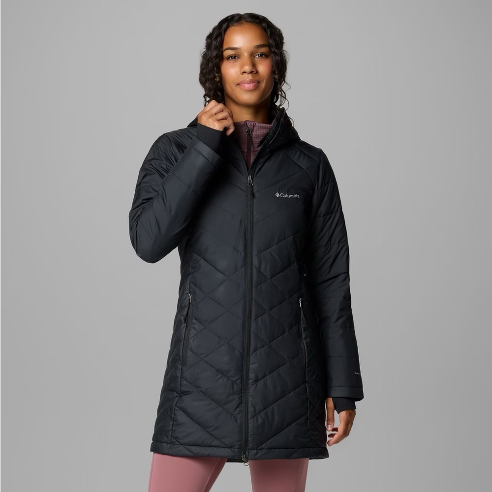 Black long insulated down jacket